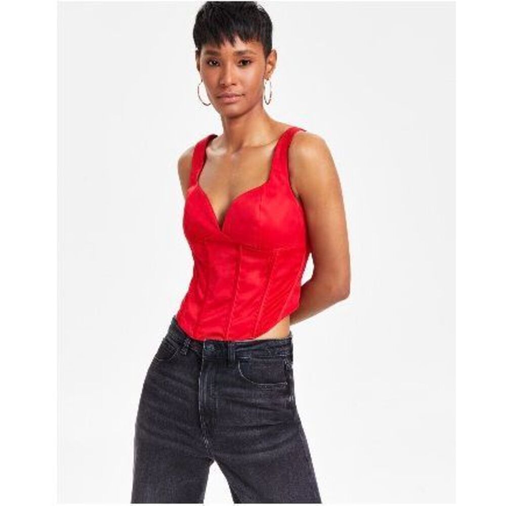 Guess Eco J'Adore Romantic Sleeveless Sweetheart Corset Top Siren Red Small